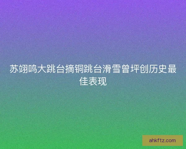 苏翊鸣大跳台摘铜跳台滑雪曾坪创历史最佳表现