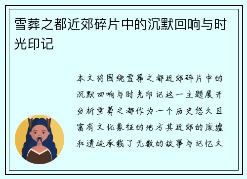 雪葬之都近郊碎片中的沉默回响与时光印记